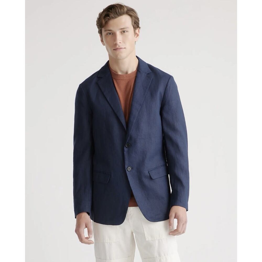 Quince Men's 100% European Linen Blazer XXL Deep Navy Double button NWT NEW